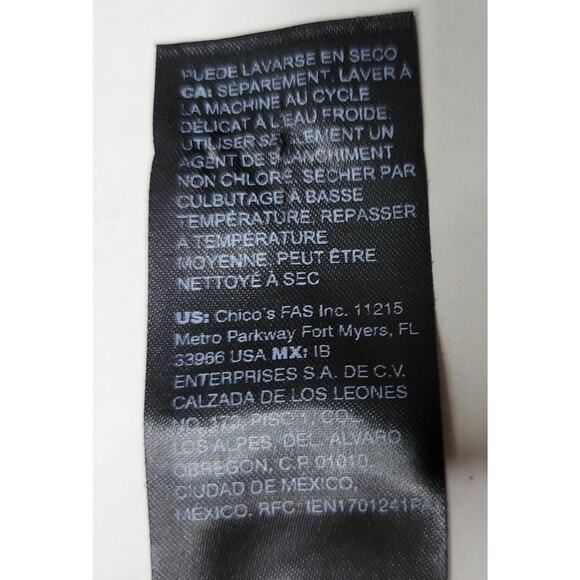 Chico's Travelers Navy Blue White 3/4 Sleeve Mesh Magnetic Jacket Cardigan Sz 3 - Picture 9 of 9